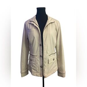 Prana Cream Utility Jacket with Collared Neckline M EUC